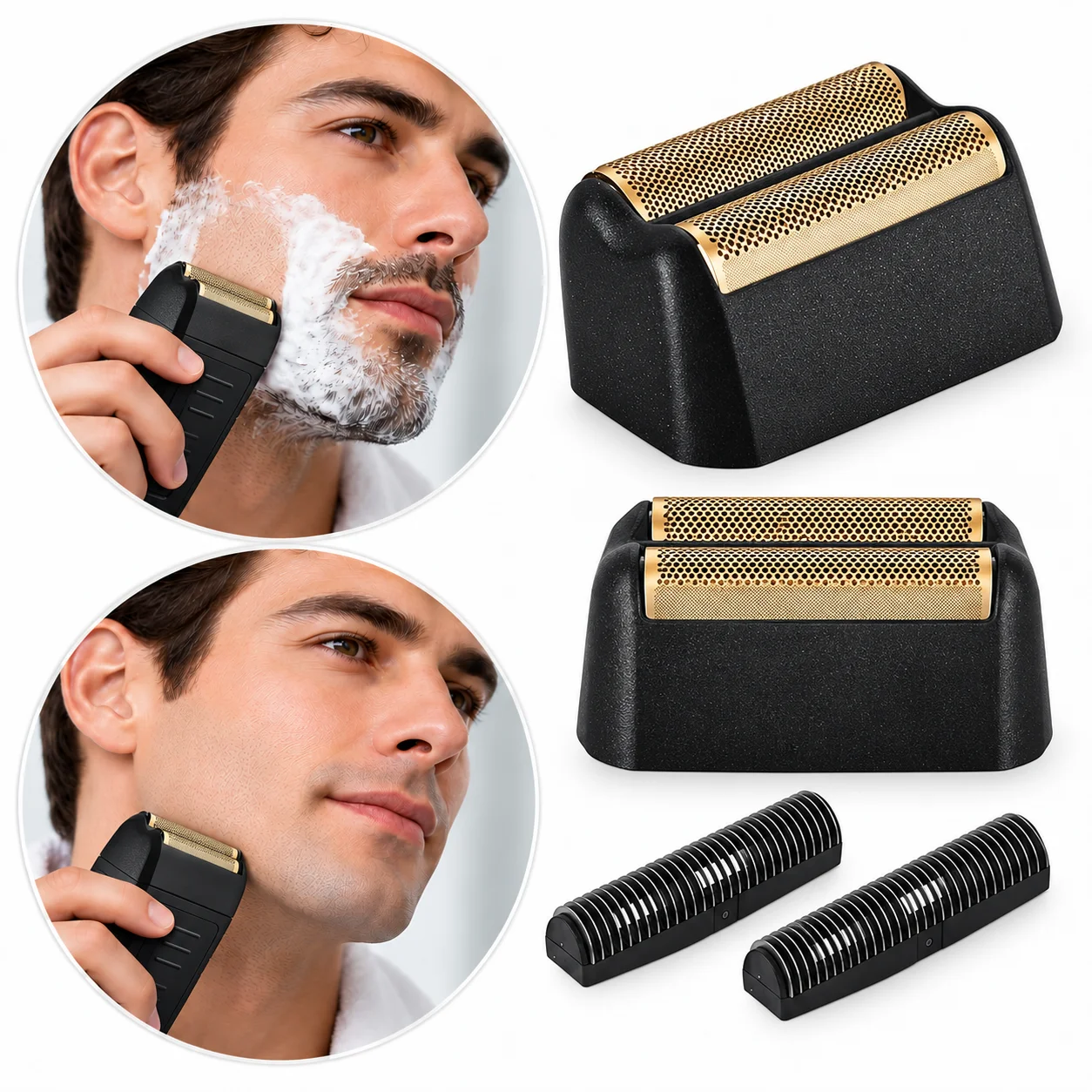 Replacement Foil & Cutter for Wahl 5 Star Series Finale Shaver 7043 7031, Gold Titanium Foil Head, Professional Barber Finishing