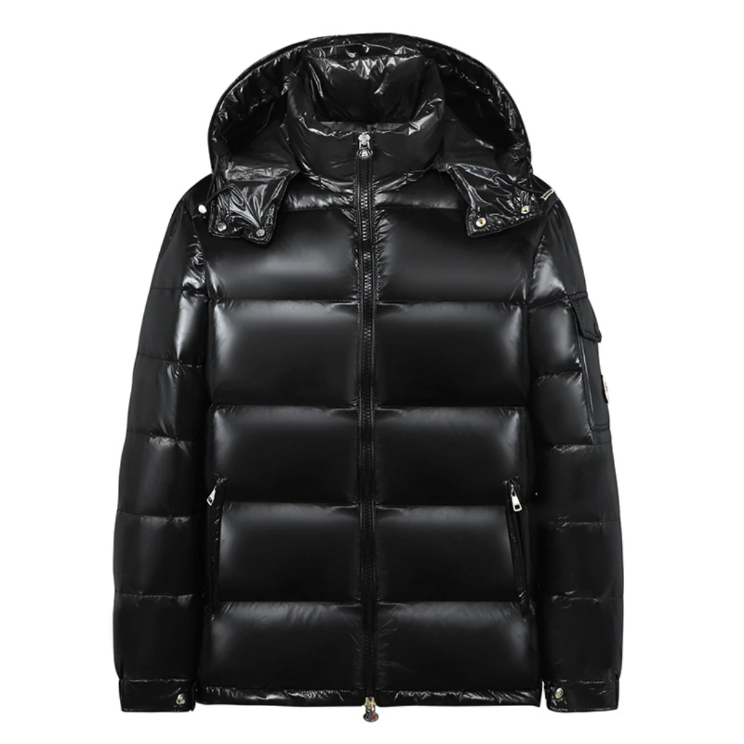 White  Jackets Winter Hooded Shiny Down Coats Mens Casual High Quality Outdoor Windproof Parka Thicken Warm Puffer Tops view 2