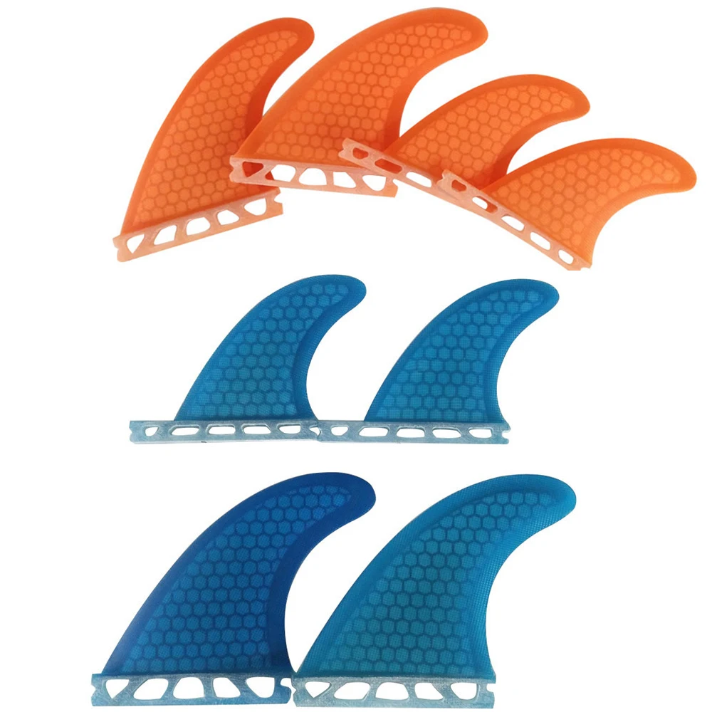 Surf Fin UPSURF FUTURE M+GL Orange/Blue Surfboard Fin Quad Fin Set Fiberglass Honeycomb Quilhas in Surfing 4pcs Single Tabs Fins