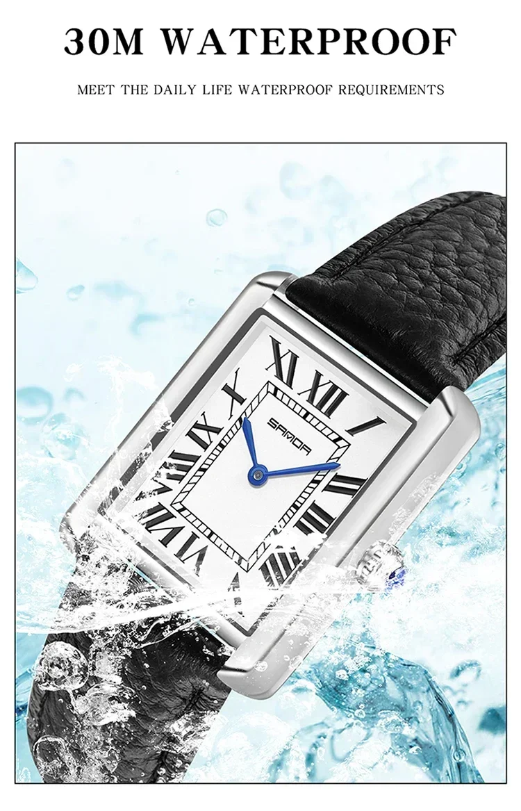 SANDA 9031/1108 Luxus-Paar-Quarzuhren für Herren & Damen, Wasserdichte Sport-Freizeituhr, Kratzfestes Lederarmband – Detail 15