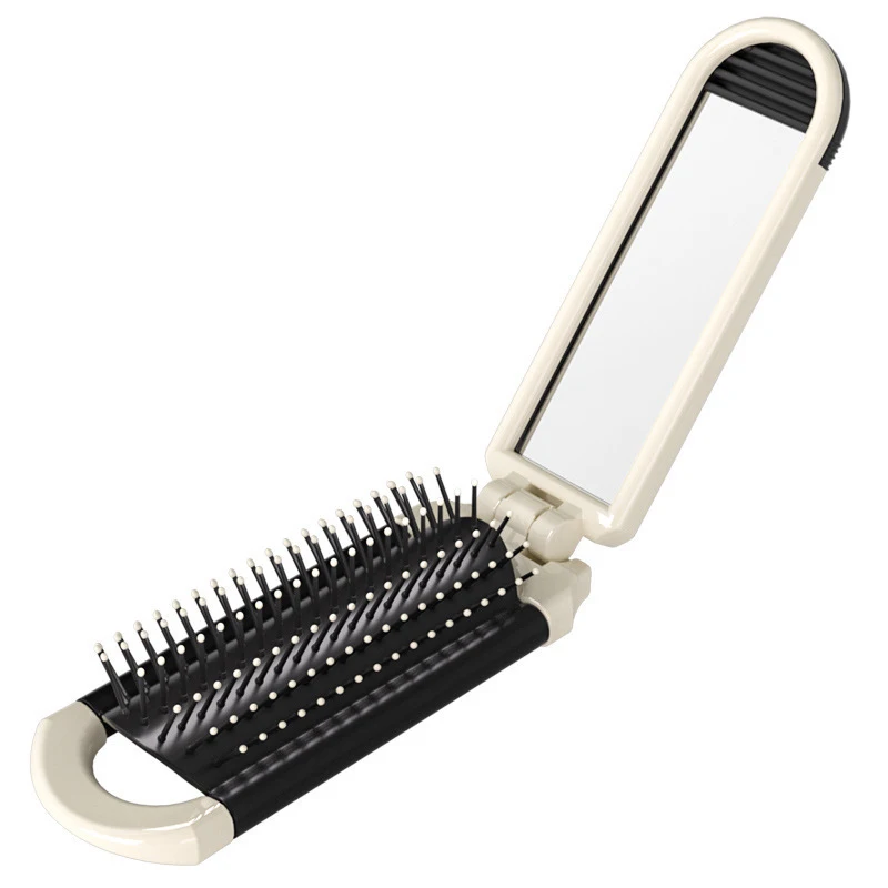 /Vly/Mini Hair Brush Folding Massage Comb Head Massage Anti-Static Portable Travel Hair Brush Girl Hair Combs With Mirror