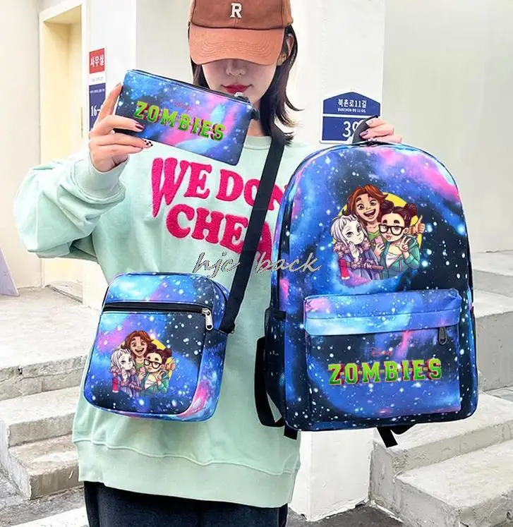 Zombies 2 Addison Cosplay Disney plecak dla Teeangers USB ładowania studentów tornister przed kradzieżą komputer Laptop Mochilas