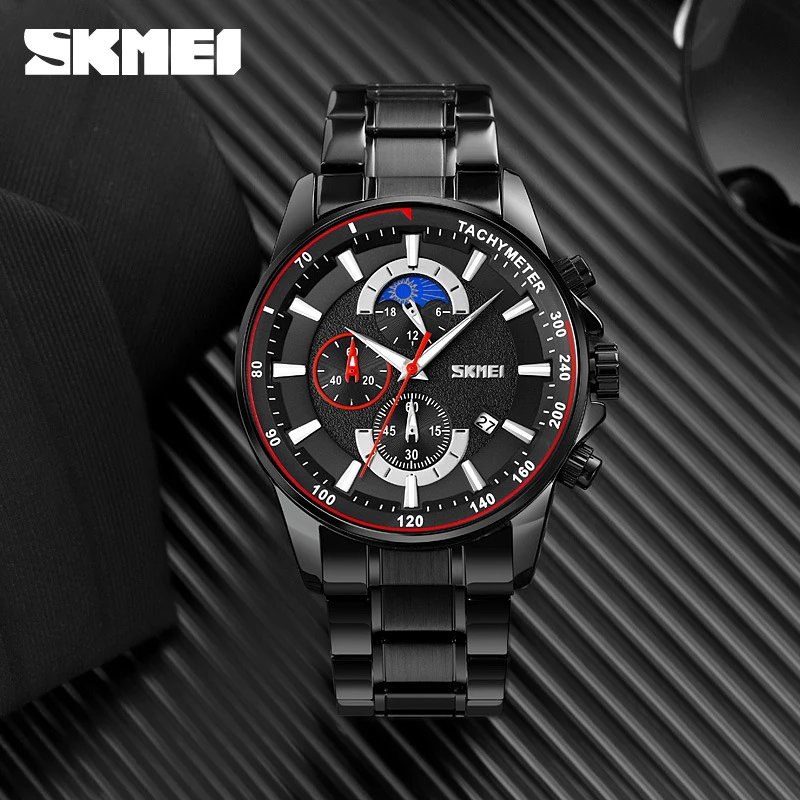 SKMEI Fashion Men's Six-Hand Waterproof Quartz Watch, Trendy Multifunctional Sports Watch