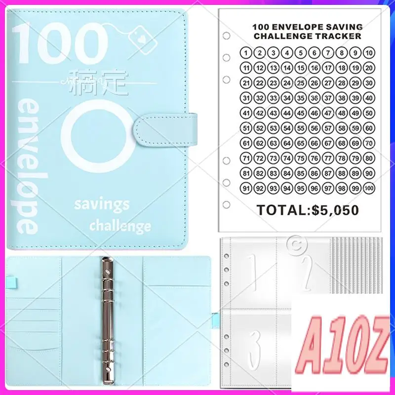 0Z-100 Envelopes Budget Book 100 Envelope Challenge Binder, Money Saving Binder (Blue)