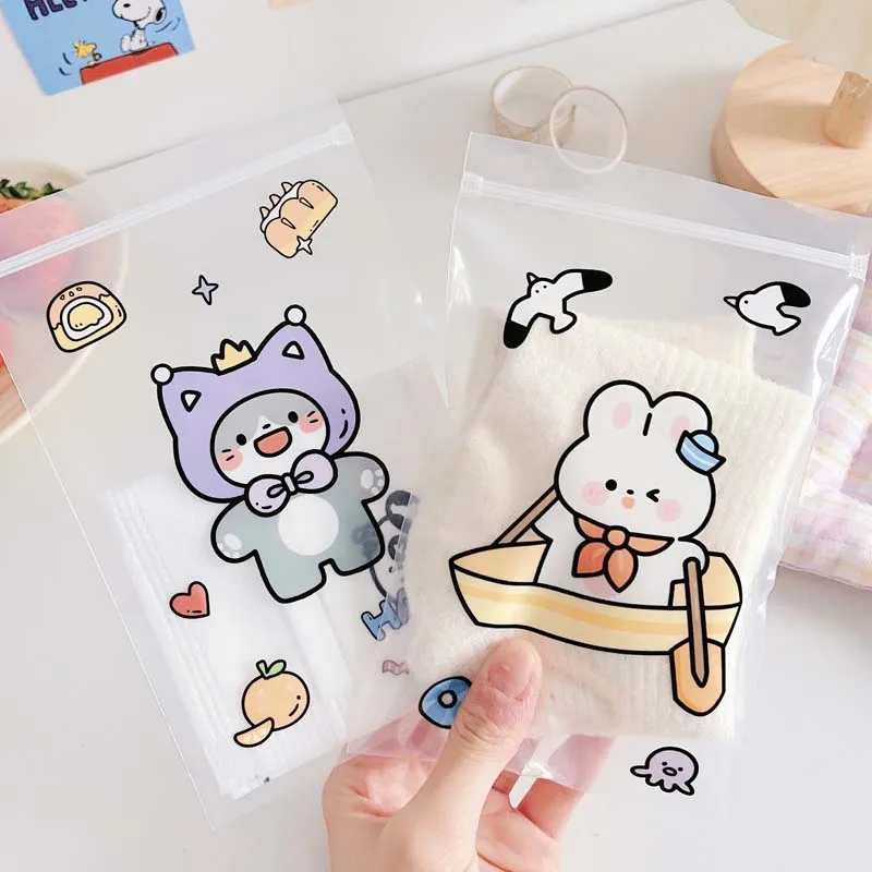 Cartoon Cute Animal Snack Bags PE Fresh-Keeping Dustproof Reusable Food Packing Small Cookie  Accessories Storage Bag Candy Bag