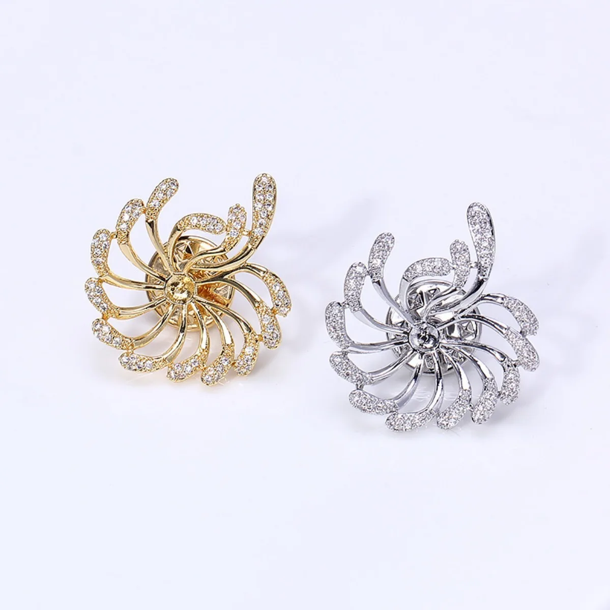DIY Brooch Blank Brass Gold Plated Lapel Pin, Micro Pave Zircon Base, Trendy Pearl Brooch Corsage for Women