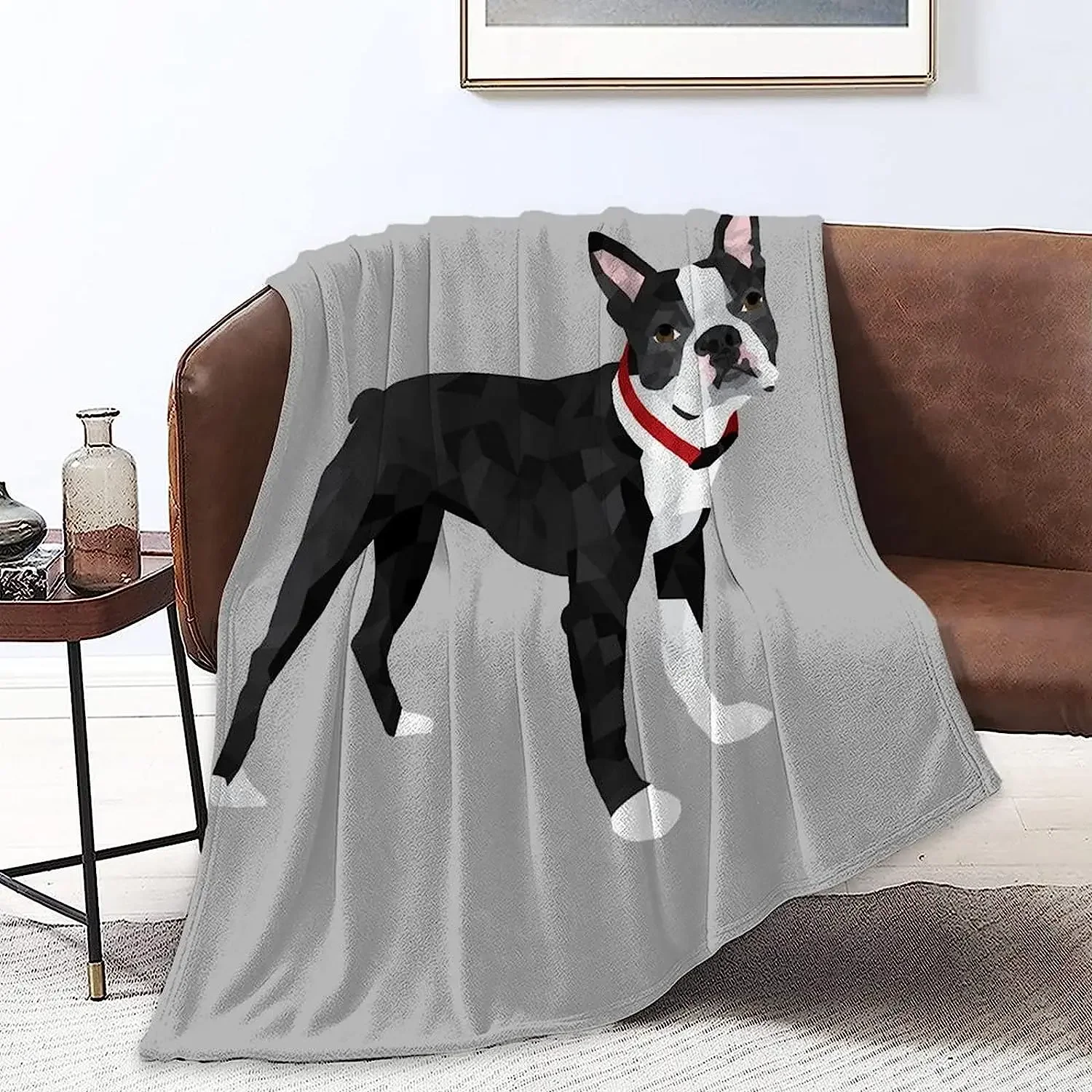 Women Men Teens Wearable Blanket Super Soft Lightweight Cozy Throw Blanket for Home School Office Travel, Boston Terrier