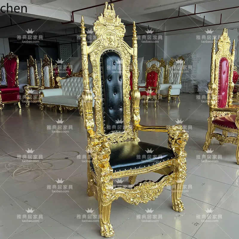 HTT كرسي العرش عالي الظهر Queen Internet Celebrity Single Sofa Chair Studio King Tiger Head Floor Decoration