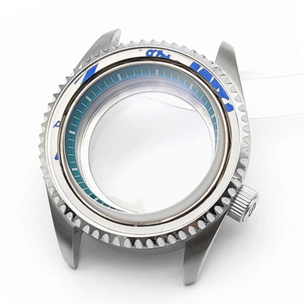 Caja plateada de alta calidad de 42mm para reloj de buceo, carcasa para hombre compatible con movimiento NH35 NH36, reloj de acero con doble cristal de zafiro