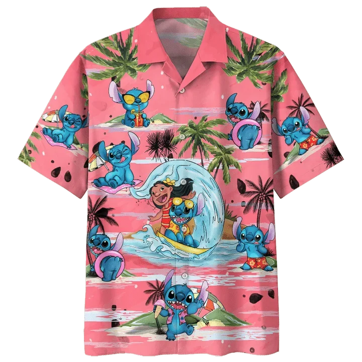 Lilo Stitch Hawaiian Shirt Summer Men\'s And Women\'s Fashion Short-sleeved Shirts Disney Hawaiian Shirt Stitch Casual Beach Shirt