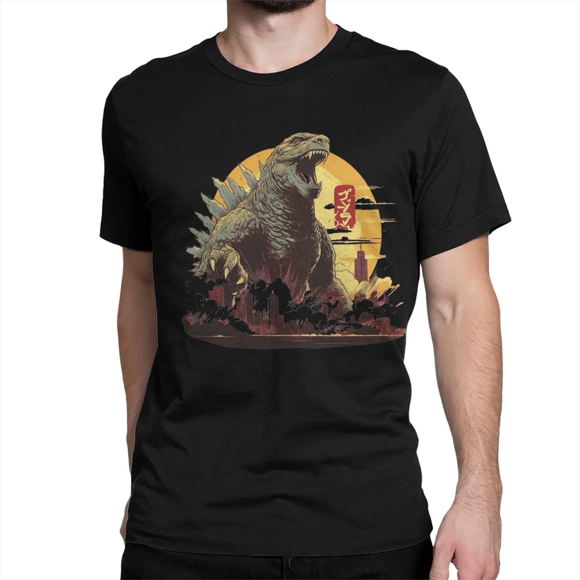 godzilla T Shirts Men Women's Pure Cotton Novelty T-Shirts Crew Neck City Destruction Tees Short Sleeve Clothes Unique - view 2