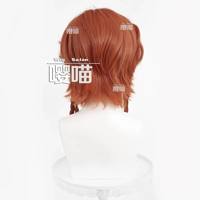 Cygame identidade v archer peruca cosplay brynhildr vilulf marrom cabelo encaracolado couro olho remendo halloween carnaval festa prop