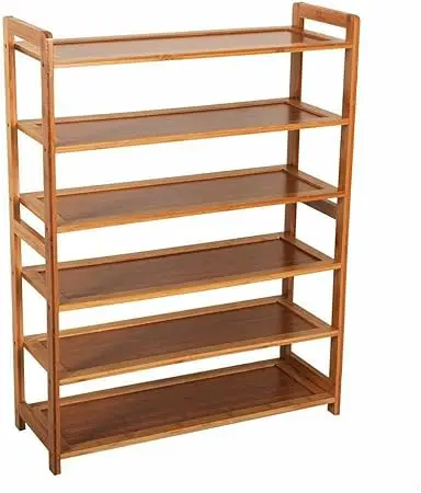 

6 Layers Bamboo Shelf Tier 6 Wood Home Furniture Entryway Storage Rack Shoe