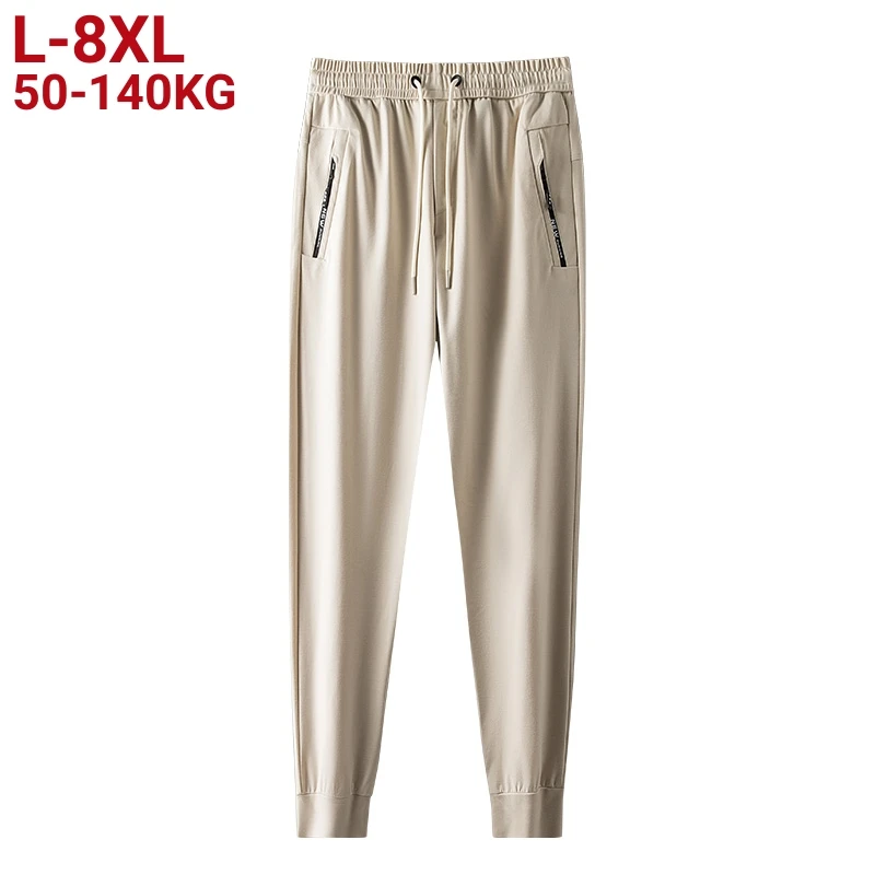 Nova alta qualidade calças de algodão casual tamanho grande 8xl 7xl 5xl calças com cordão harem esportiva sólida sweatpants