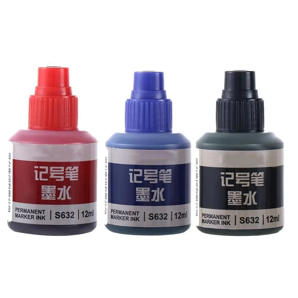 Stationery 12ml Instantly Dry Waterproof Black Red Blue Marker Pens Ink Paint Pen Ink Marker Pens Refill Ink Graffiti Pen Ink