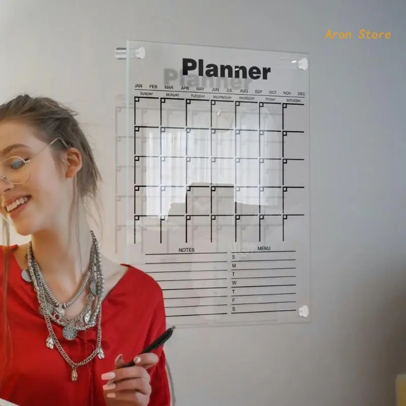 Acrylic Calendar for Wall Clear Wall Mounted Calendar Erasable Weekly Whiteboard for Planning Shopping Lists