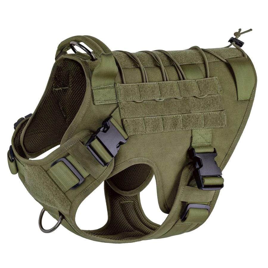 

Dog Harness, Tactical Dog Harness NoPull Breathable Adjustable Pet Vest with Handle for Outdoor WalkingRanger Green,Small