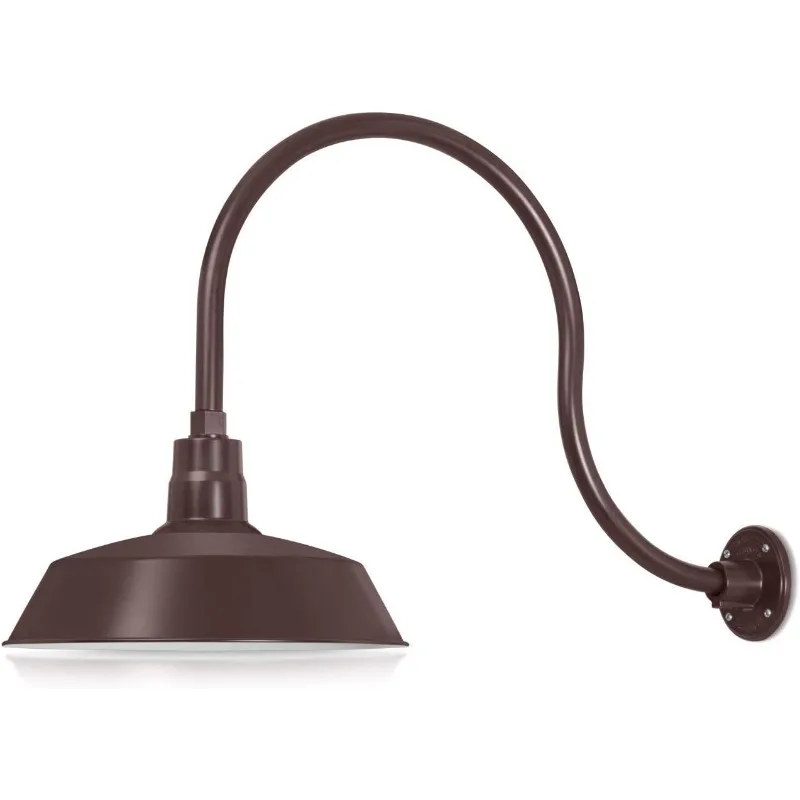 14in. Architectural Bronze Outdoor Gooseneck Barn Light Fixture With 24in. Long Extension Arm - Wall Sconce Farmhouse