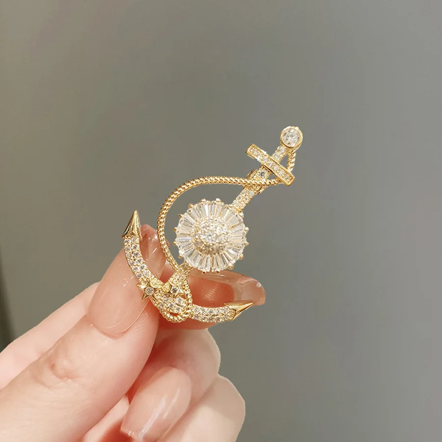 Trendy Creative Designed Marine Anchor Brooch For Women Men New Fashion Alloy Pin Jewelry Festival Gift Party Office Dress Decor