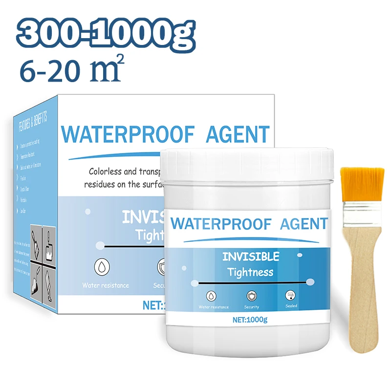 

300-1000g Waterproof Coating Sealant Agent Invisible Paste Glue With Brush Repair Home Roof Transparent Bathroom Antileak Glue