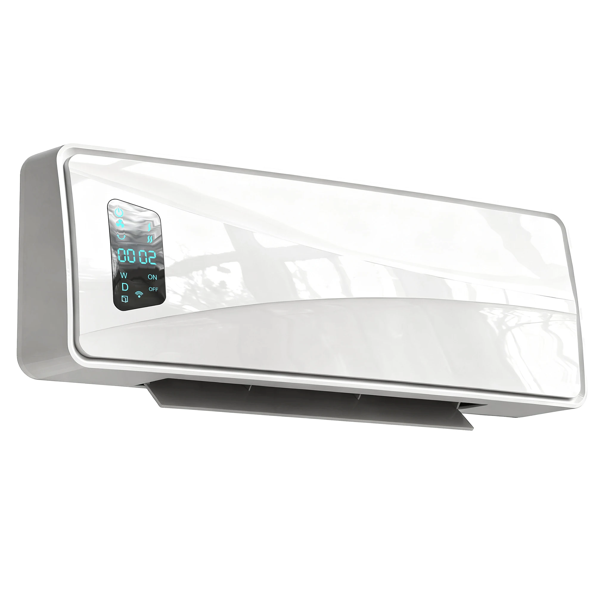 Homcom wandgemonteerde elektrische verwarming met laag verbruik 2000 W met 3 modi led-display thermostaat timer en oscillatie wit
