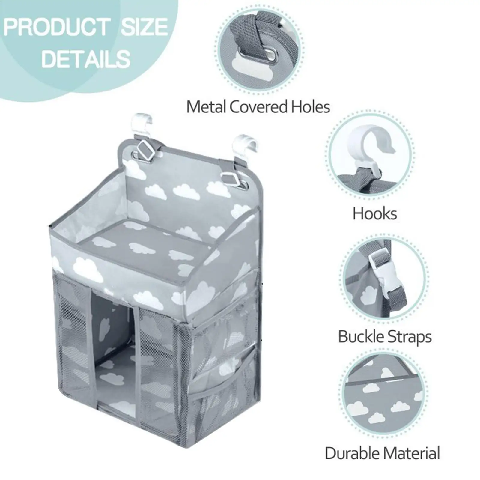 منظم حفاضات الأطفال مقاوم للماء وقابل للتعديل ومتعدد الجيوب وتخزين ثابت لأسرة الأطفال وحامل حفاضات الأطفال لحضانة باب الحائط