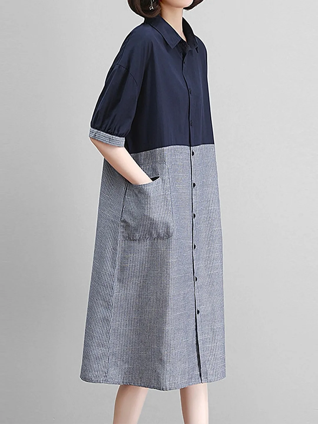 

Новое летнее женское платье из чистого хлопка в стиле колор-блок с полосками, свободного кроя, скрывающее живот, стройнящее, в стиле «мама», повседневное, в стиле принцессы