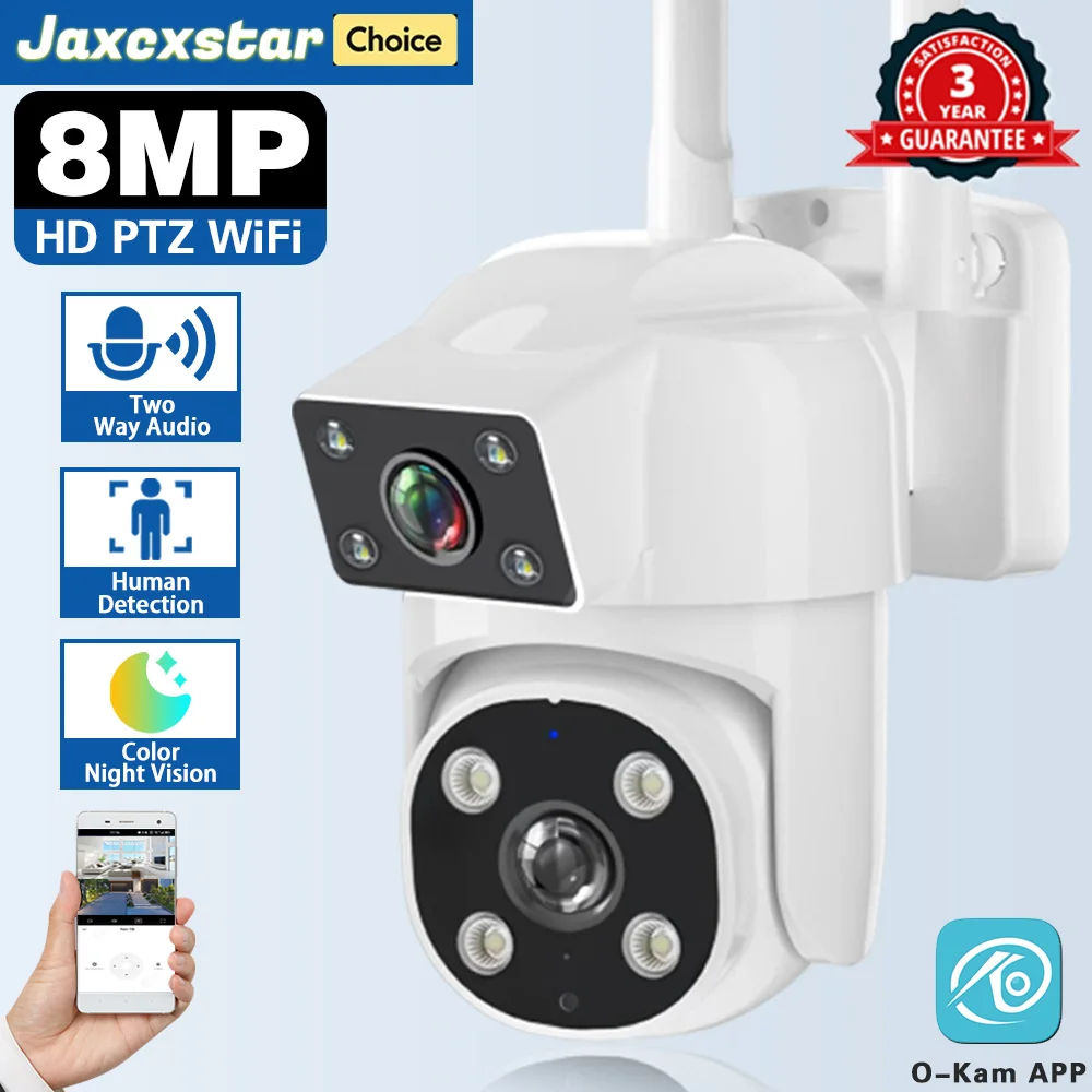 

4K 8MP Dual Screen Dual Lens WIFI Camer4K PTZ Camera Outdoor IP66 Waterproof Auto Tracking Security Camera Surveillance Network