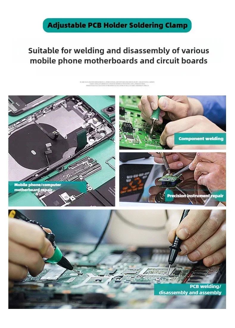 0-200/300MM Ayarlanabilir PCB Tutucu 360° °   Rotasyon Baskılı Devre Kartı Jig Lehimleme Montaj Standı Kelepçe Onarım Araçları