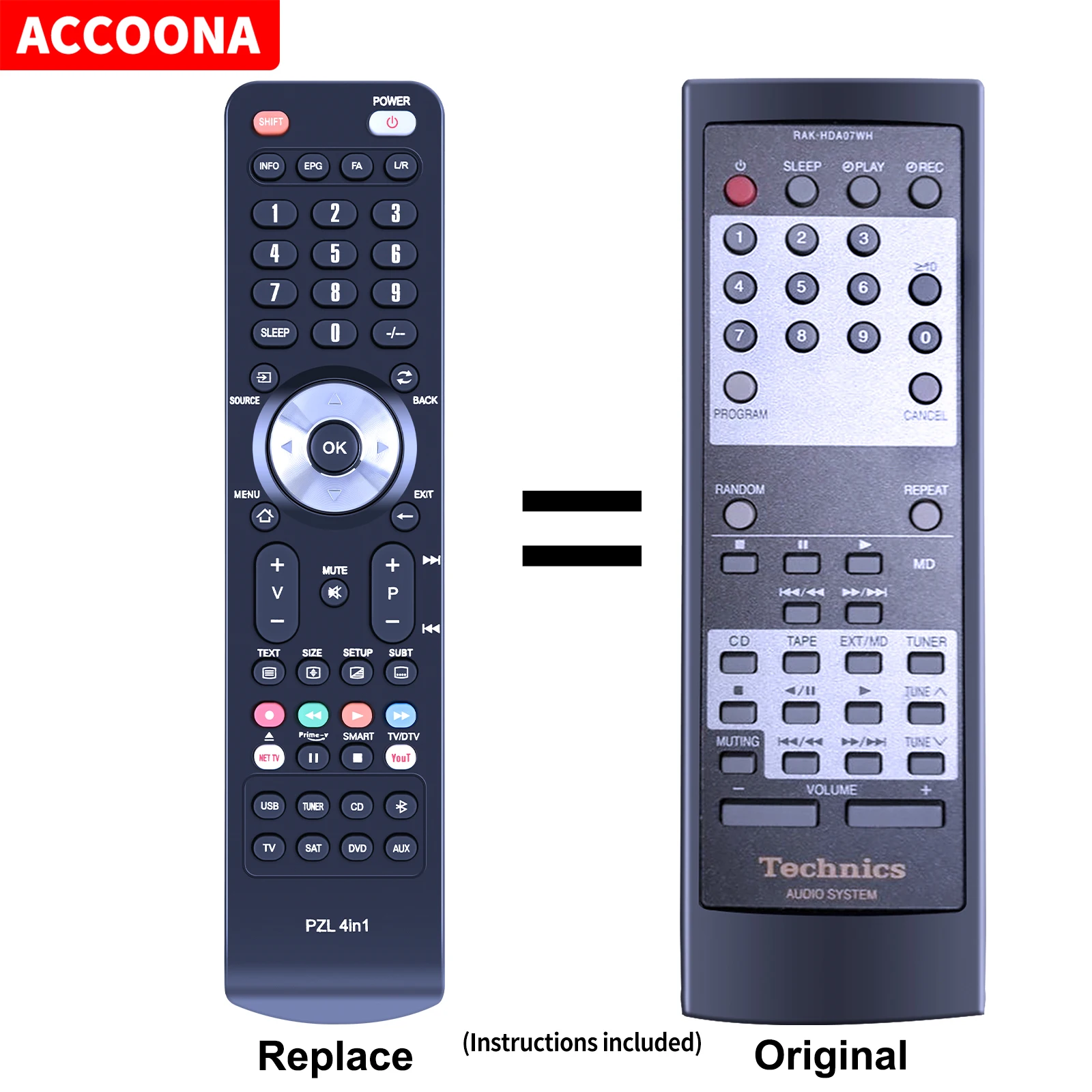 

Remote control RAK-HDA07WH for Technics ST-HD501 SE-HD501 SC-HD501