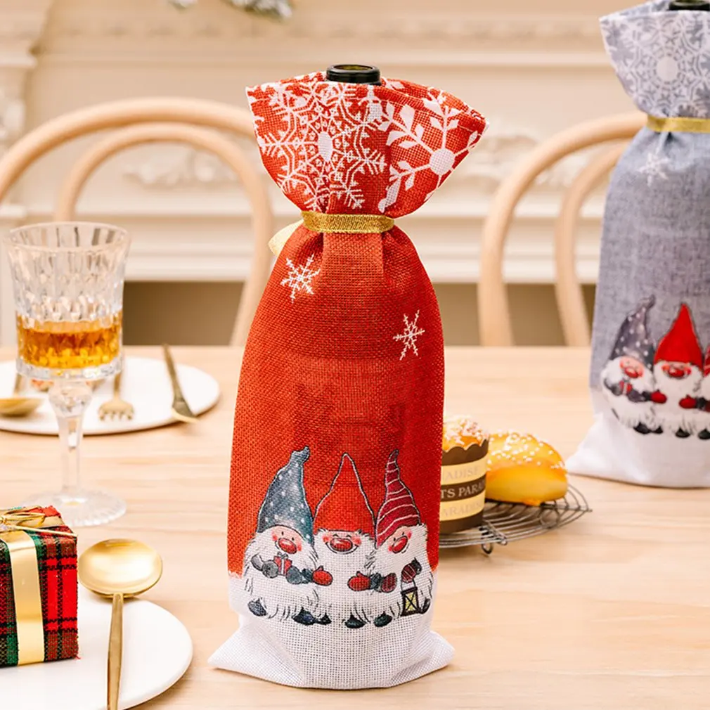 Bolsa de botella de vino con funda Ornamental para Navidad, Rudolf Old Men, lindo