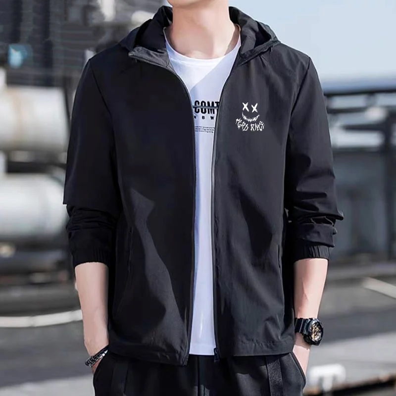 

Весна-Осень 2023, мужская куртка с капюшоном, свободная рабочая одежда, ветрозащитная, водонепроницаемая, модная, Новое поступление, молодежная верхняя одежда