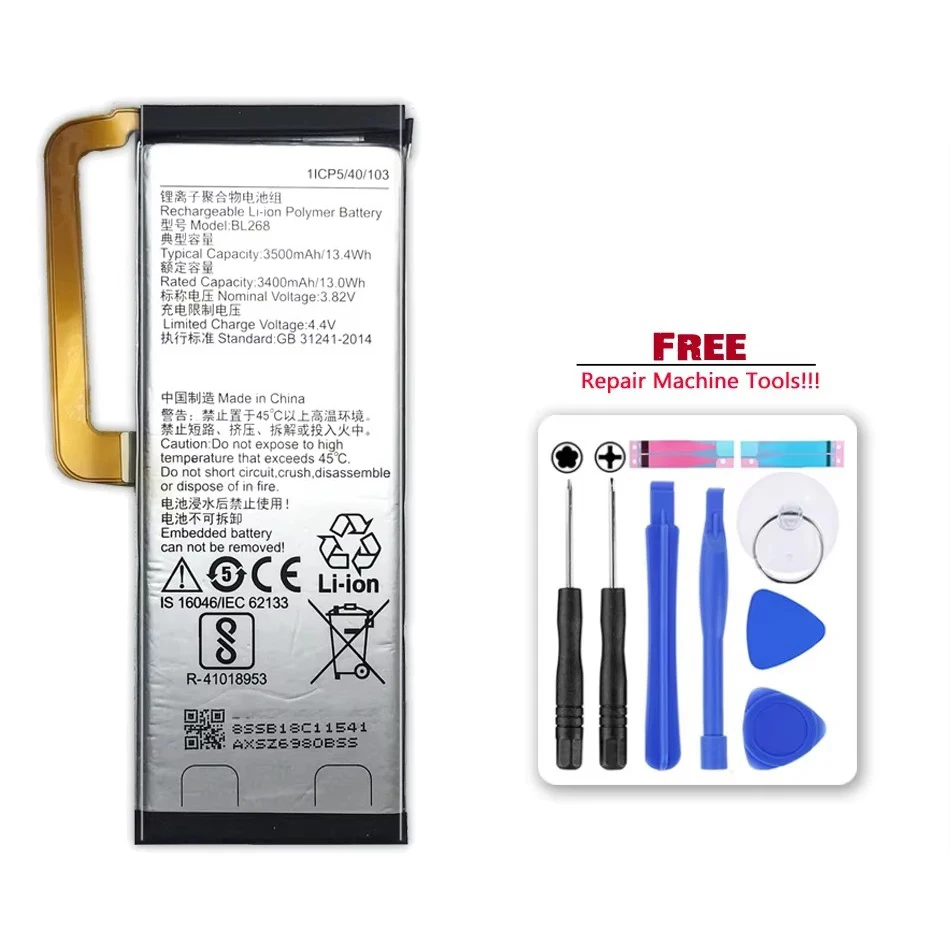 3500Mah BL268 Battery For Lenovo ZUK Z2 Z2131 Lithium Ion Polymer