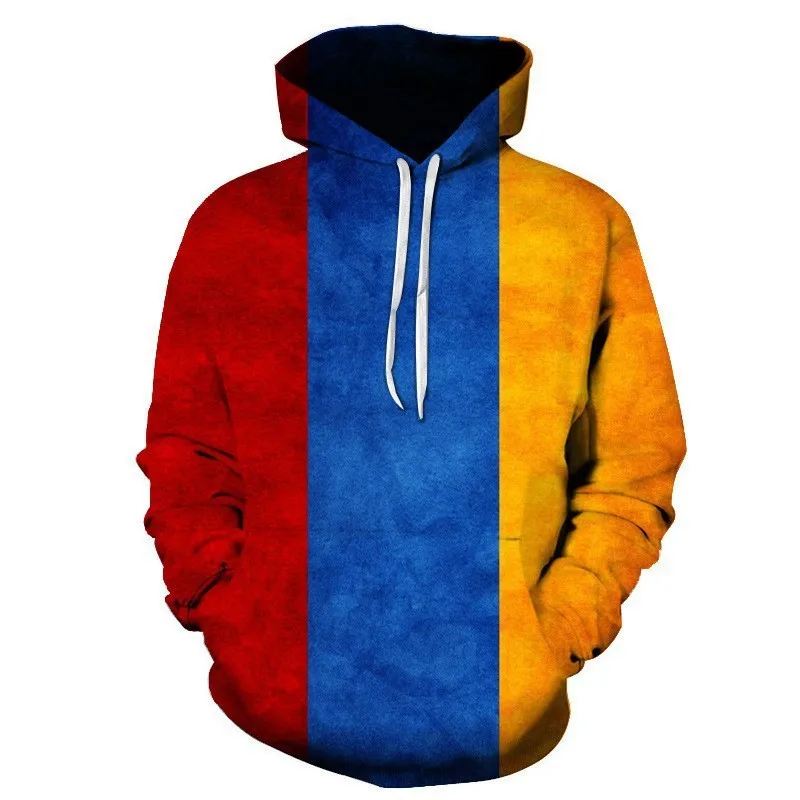 2024 Autumn and Winter New Foreign Trade Color 3D Digital Printing Fashion Trend Casual Men's Hoodie Hoodie