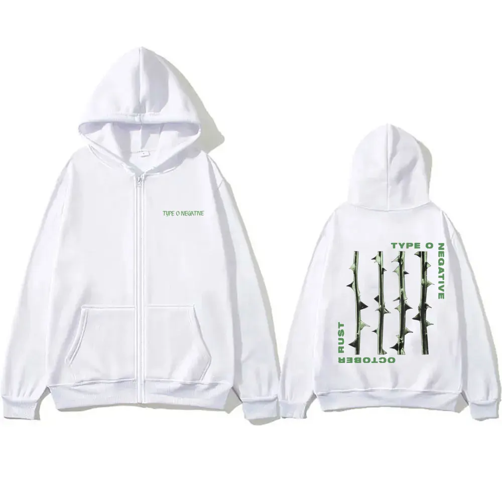 

Rock Band Type O Negative October Rust Merch Zipper Hoodie Men Women Retro Gothic Metal Zip Up Jacket 90s Oversized Streetwear