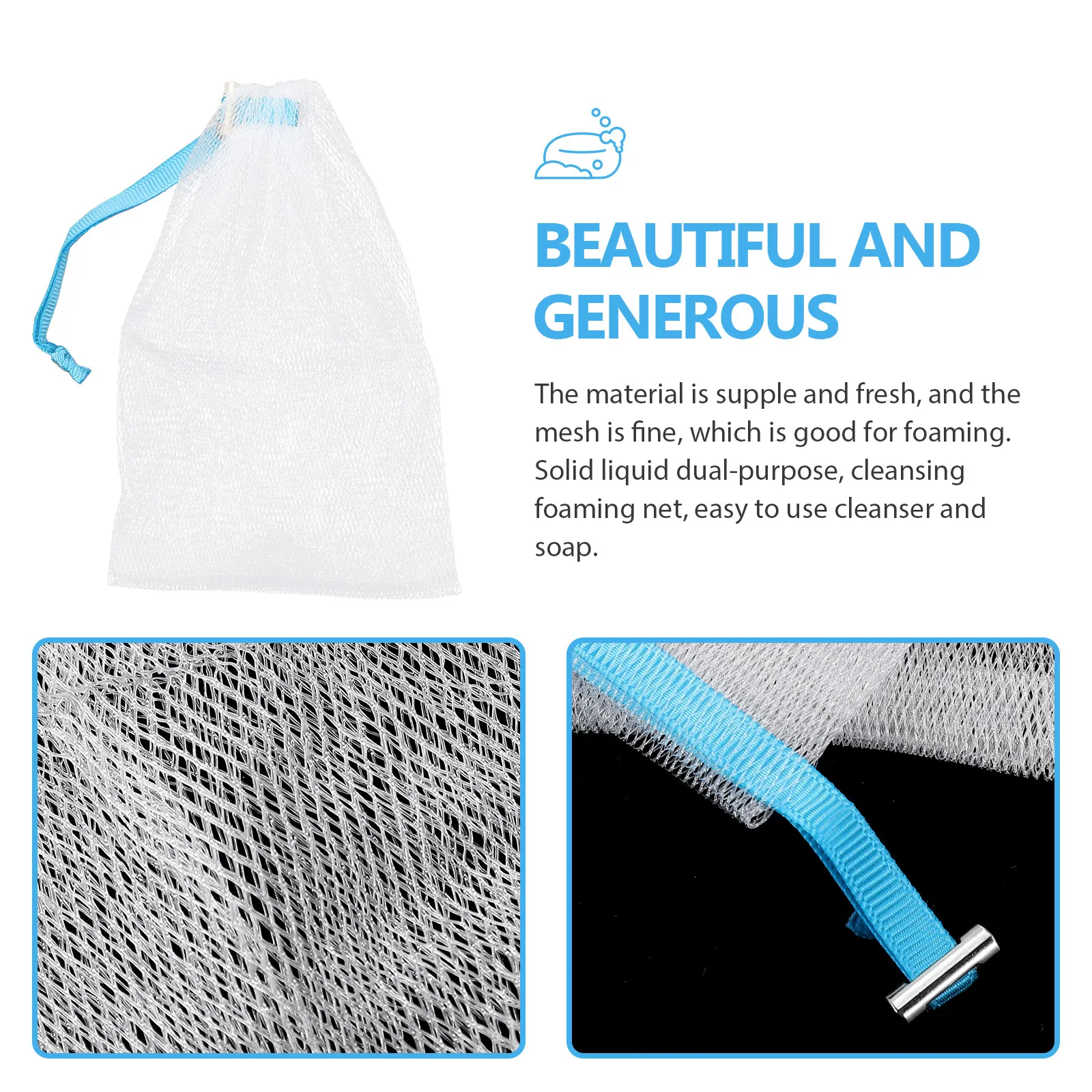 8Pcs Face Cleaning Net Soap Net Pouches Lightweight Portable Foaming Mesh Soap Bags Deep Facial Cleansing Exfoliating Mesh view 3