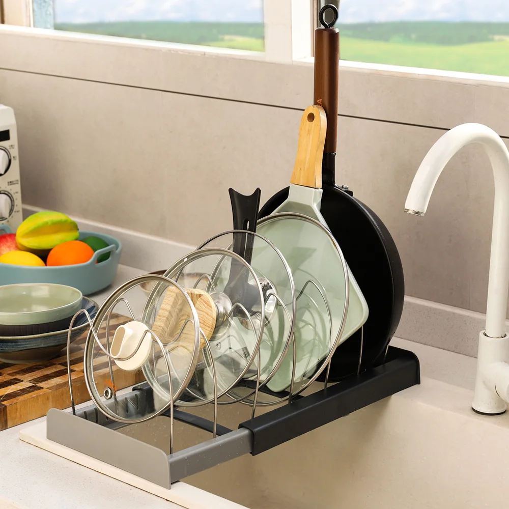 Kitchen Accessories Pot Rack Pot Pan Kitchen Organizer For Storage Cabinet Kitchen Holder Pans Pots Lid Organizer Rack