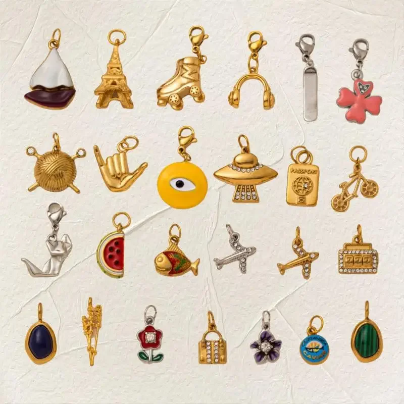 قلادة عيد الحب من الفولاذ المقاوم للصدأ عصرية وشعبية إكسسوارات DIY قلادة من الزركون مطلية مع الاحتفاظ بالألوان عيار 18 قيراط