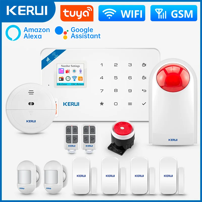 KERUI W181 GSM WIFI Tuya Smart Home Alarm System Kit 433Mhz Wireless Alarm Security System Motion Sensor Siren Door Sensor