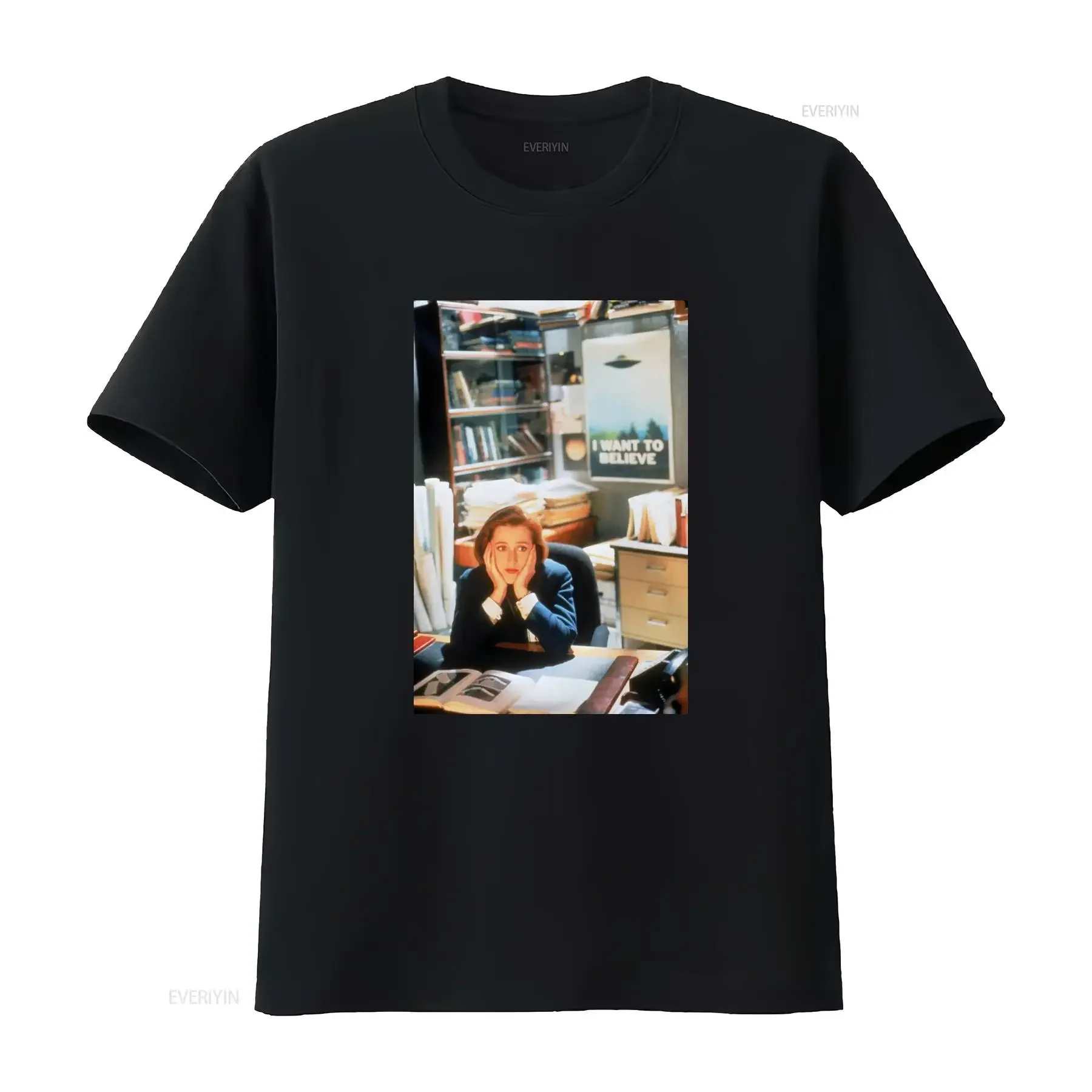 Camiseta Dana Scully The X Files con estampado de la escena del agente del FBI, estilo retro de programa de televisión, para fanáticos, YL8A, vintage, lavada, versátil, elástica para hombre