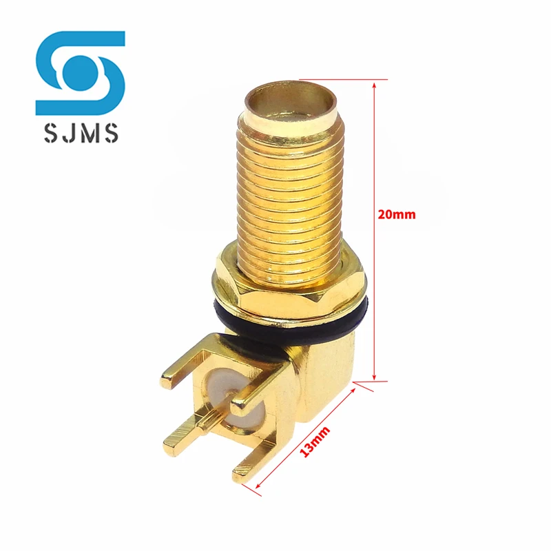 2/5PCS Long 20mm SMA Female Thru Hole plug RF Antenna Socket Right Angle 90 Degree ( SMA-KWE ) PCB Mount Connector RF Adapter