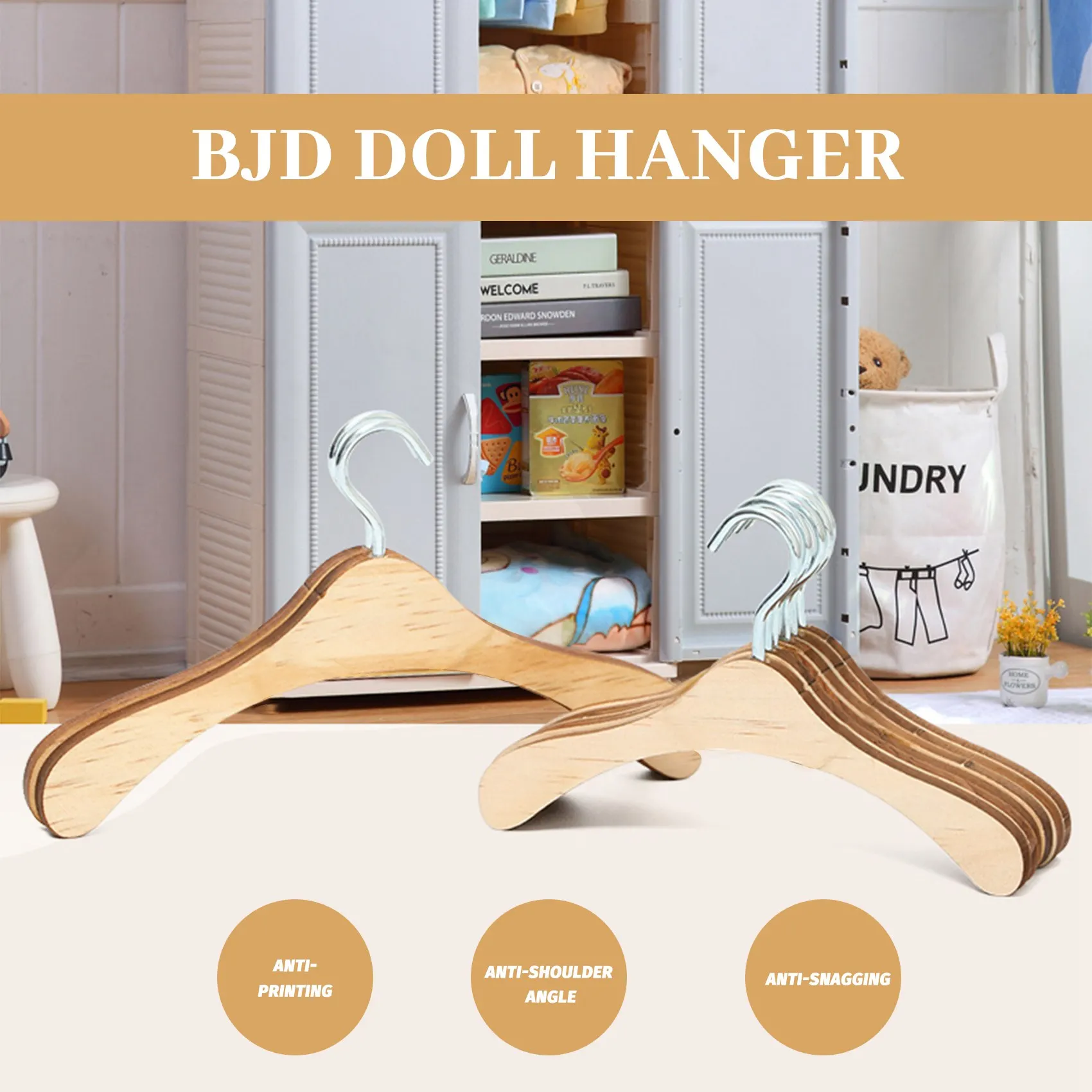 شماعات خشبية للدمى bjd ، 10 من شماعات