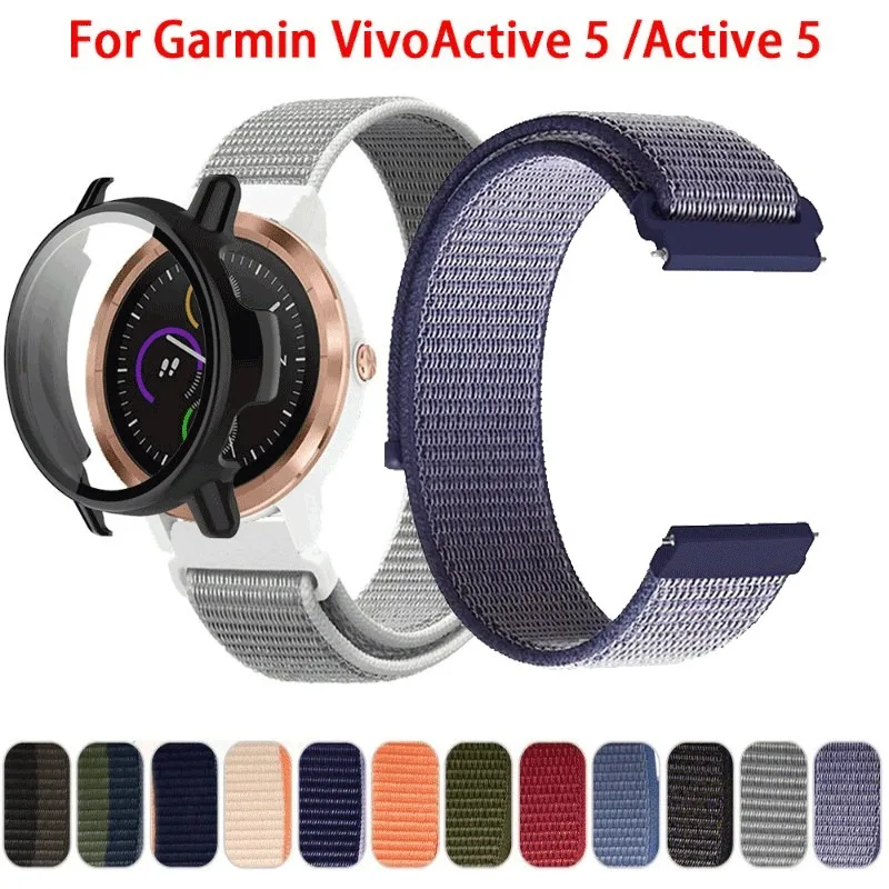 Nylon WatchBand + Case Cover for Garmin Active 5 / Vivoactive 5 Wristband Protective Shell Loop Strap Vivoactive5  Watch