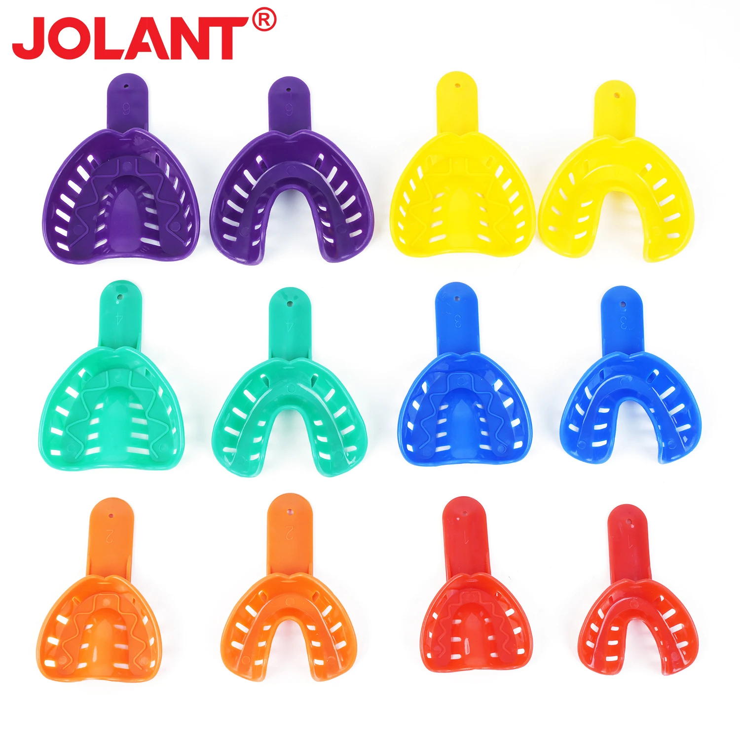 JOLANT 12pcs/Kit Dental Impression Trays Plastic Teeth Holder Trays Tools Autoclavable for Childrens Adults Small Middle Large