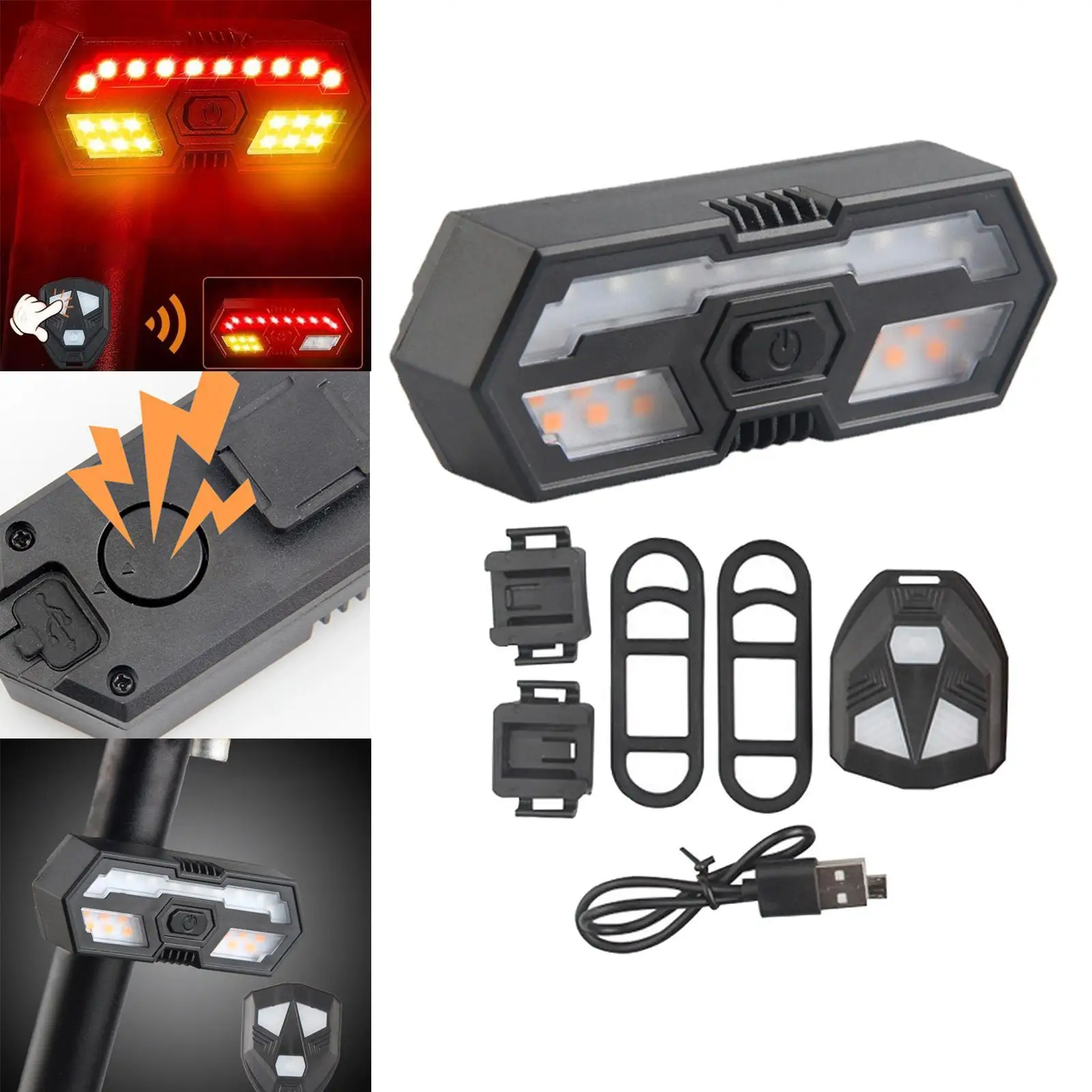

Bike Tail Light with Alarm Wireless Remote Control Night Riding Turn Signals