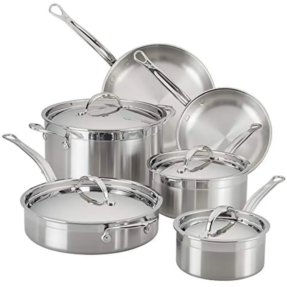 ProBond Collection 10-Piece Cookware Set Clad Stainless Steel Induction Compatible Ultimate Professional Kitchen Set 35% Greater