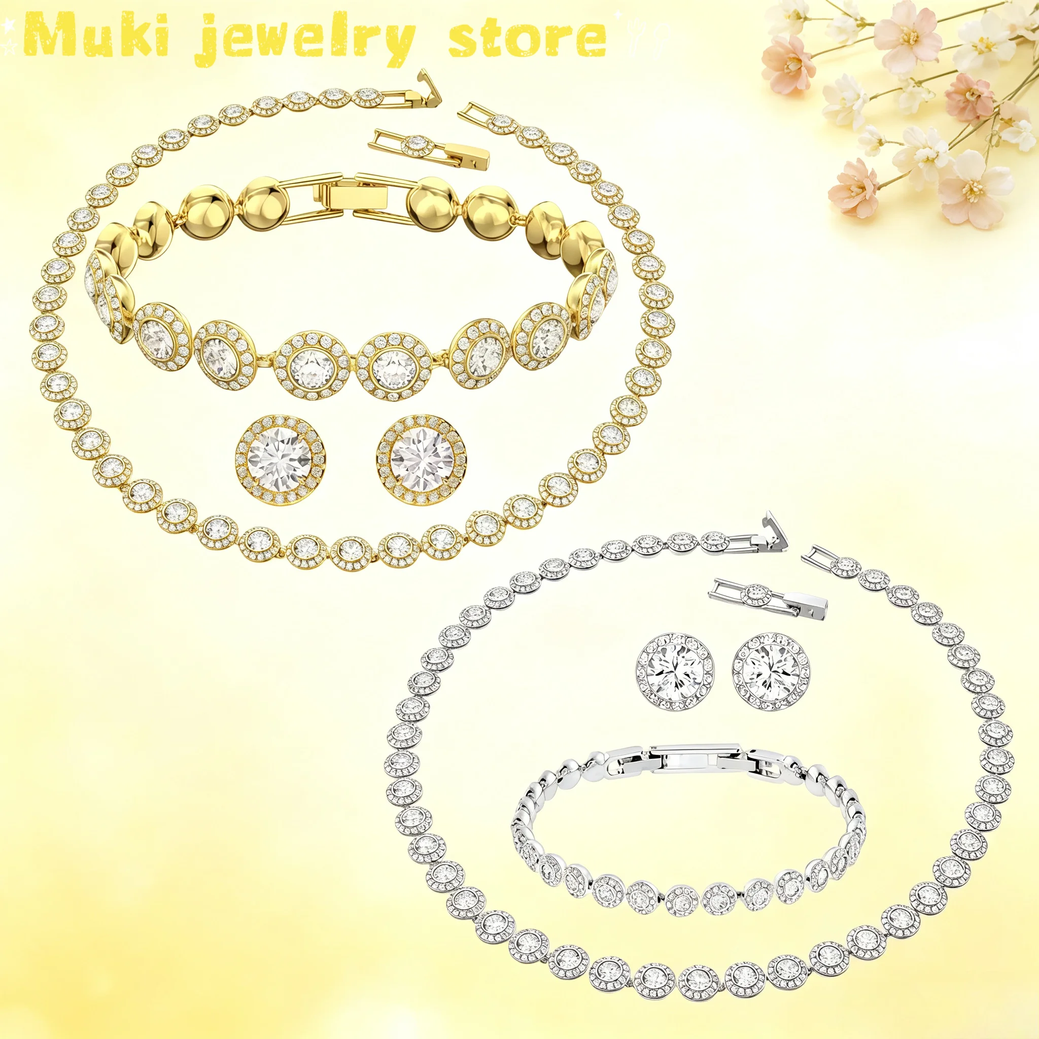 2026 New Original High Jewelry Set Fine Charm Bracelet Earrings Matching Perfect Crystal Necklace Women Wedding Gift