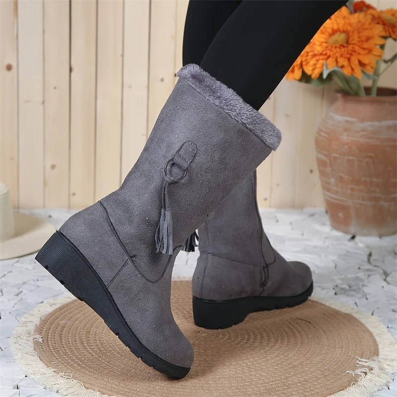 Women Snow Boots Winter Female Boots Thick Plush Zipper Non-slip Thigh High Boots Fashion Warm Fur Woman Winter Shoes