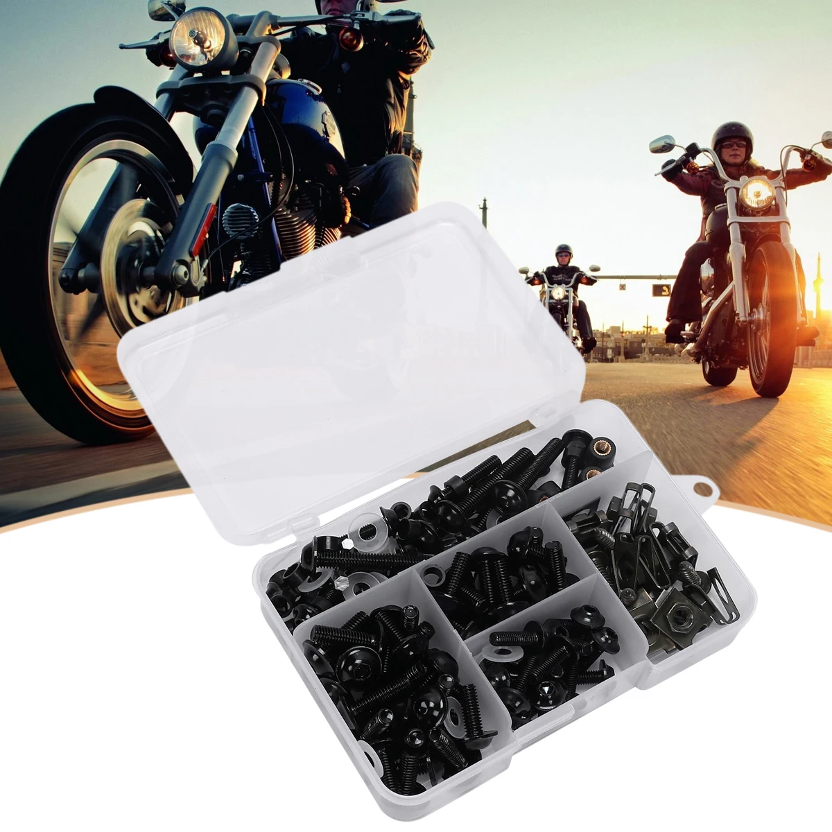 

177Pcs Motorcycle Fairing Screw Bolt Nut Kit Black Corrosion Resistant for Sports Motorbike Windscreen Windshield