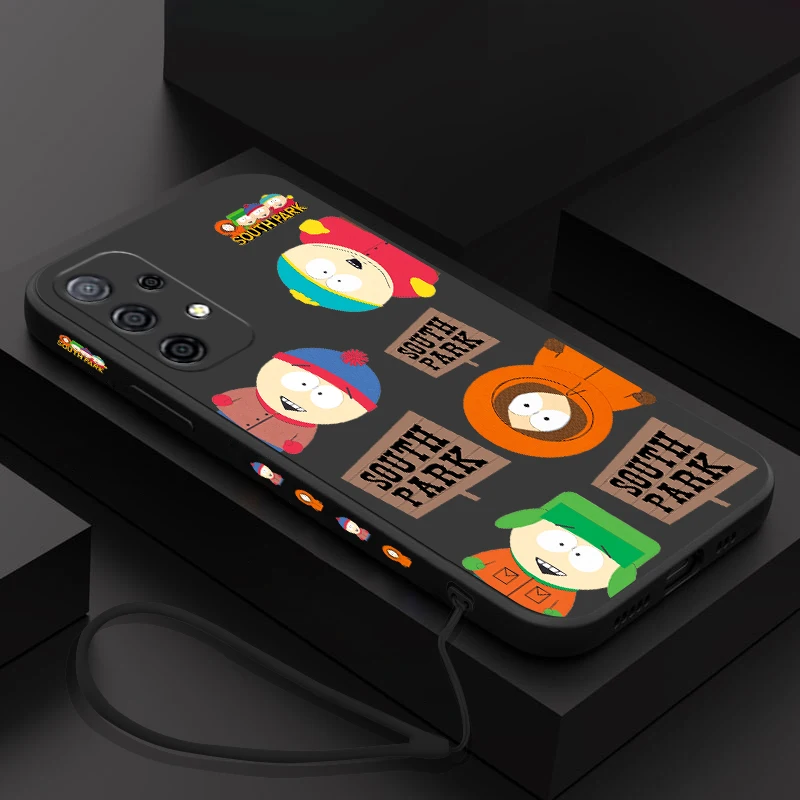 Funny S-South-Park Case For Samsung Galaxy S24 S23 S22 S21 S20 S10 Note 20 10 Lite Ultra Plus FE 4G 5G Cover With Hand Strap